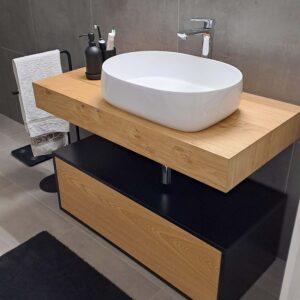 mobile bagno legno massello, mobile bagno design, mobile bagno legno e nero design