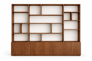 libreria design, libreria legno massello 300 cm, libreria in legno moderna, libreria per soggiorno moderno in legno