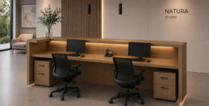 bancone reception 240 cm, bancone reception, front desk doppia postazione