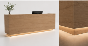 bancone reception 240 cm, bancone reception, front desk doppia postazione