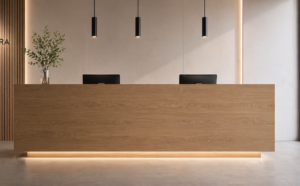 bancone reception 240 cm, bancone reception, front desk doppia postazione